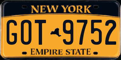 NY license plate GOT9752