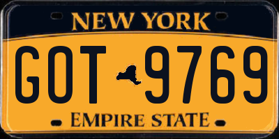 NY license plate GOT9769