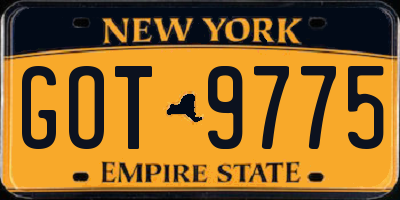 NY license plate GOT9775