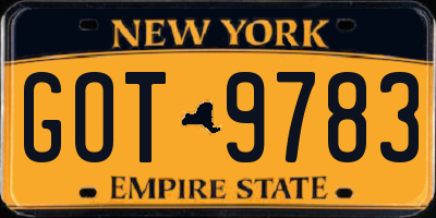 NY license plate GOT9783