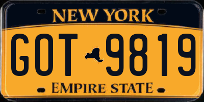 NY license plate GOT9819