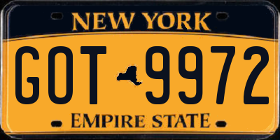 NY license plate GOT9972