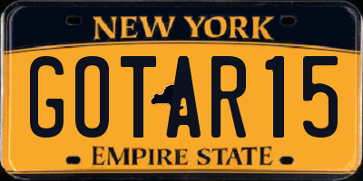 NY license plate GOTAR15