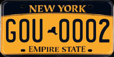 NY license plate GOU0002