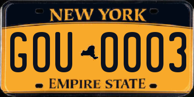 NY license plate GOU0003