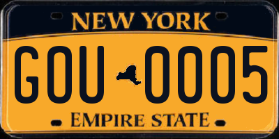 NY license plate GOU0005