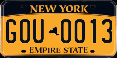 NY license plate GOU0013