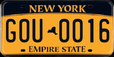 NY license plate GOU0016