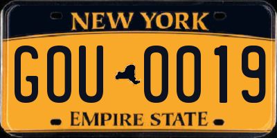 NY license plate GOU0019