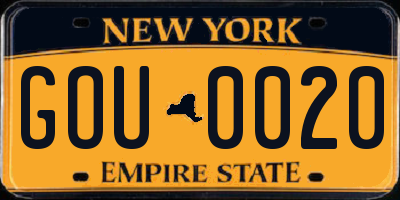 NY license plate GOU0020