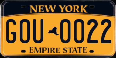 NY license plate GOU0022