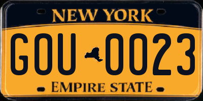 NY license plate GOU0023