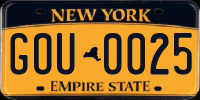 NY license plate GOU0025