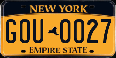 NY license plate GOU0027
