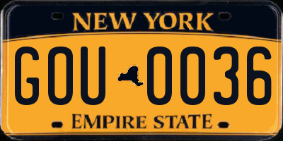 NY license plate GOU0036