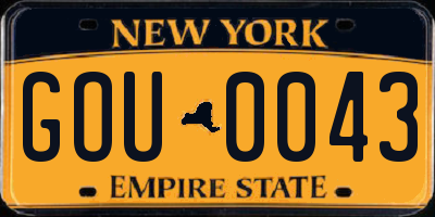 NY license plate GOU0043