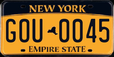 NY license plate GOU0045