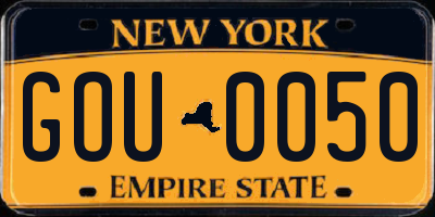 NY license plate GOU0050