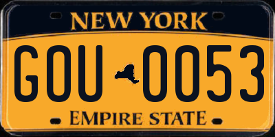 NY license plate GOU0053