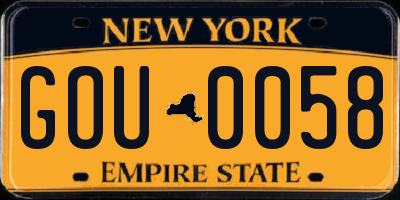 NY license plate GOU0058