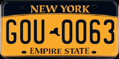 NY license plate GOU0063