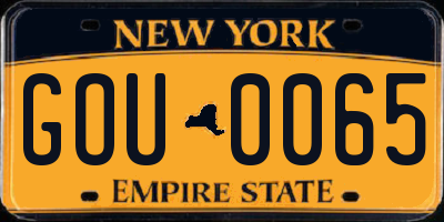 NY license plate GOU0065