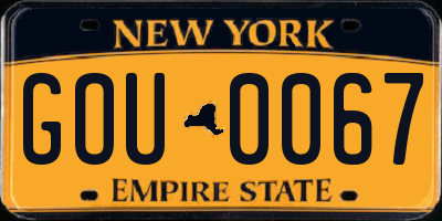 NY license plate GOU0067