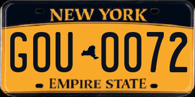 NY license plate GOU0072
