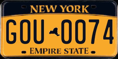 NY license plate GOU0074