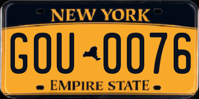 NY license plate GOU0076
