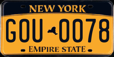 NY license plate GOU0078