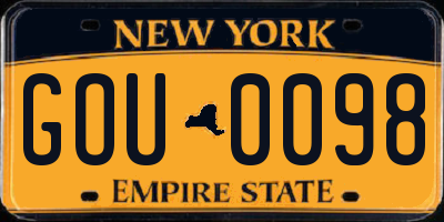 NY license plate GOU0098