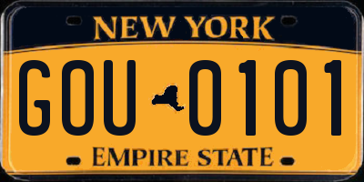 NY license plate GOU0101