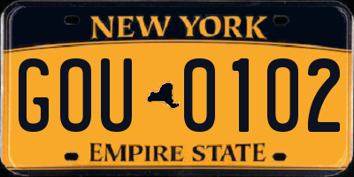 NY license plate GOU0102