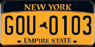 NY license plate GOU0103