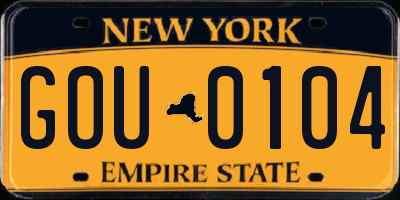 NY license plate GOU0104