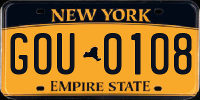 NY license plate GOU0108