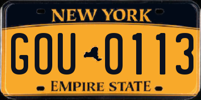 NY license plate GOU0113