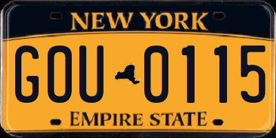 NY license plate GOU0115