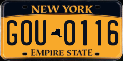 NY license plate GOU0116