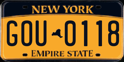 NY license plate GOU0118