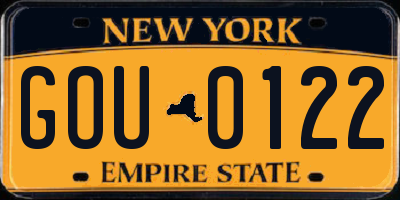 NY license plate GOU0122