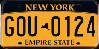 NY license plate GOU0124