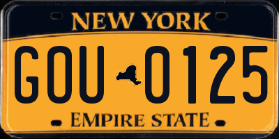 NY license plate GOU0125