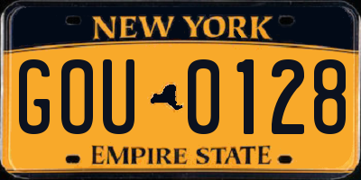 NY license plate GOU0128