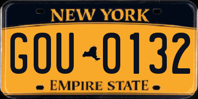 NY license plate GOU0132