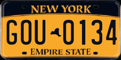 NY license plate GOU0134