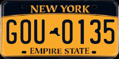 NY license plate GOU0135