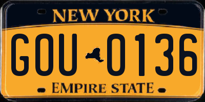 NY license plate GOU0136