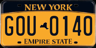 NY license plate GOU0140
